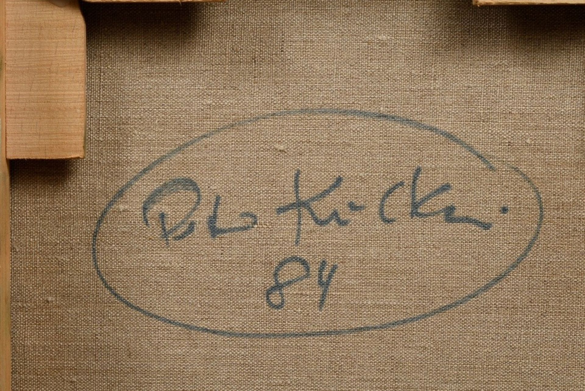 Kuckei, Peter (1938-2023) "Zummorgenlicht" 1984, oil/canvas, verso sign./dat./tit., 40x38cm - Image 3 of 3