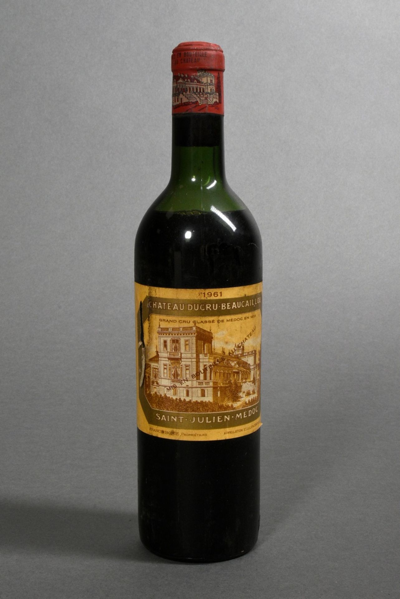 Flasche 1961 Chateau Ducru-Beaucaillou, Rotwein, Bordeaux, Saint Julien, 0,75l, ms, durchgehend gut