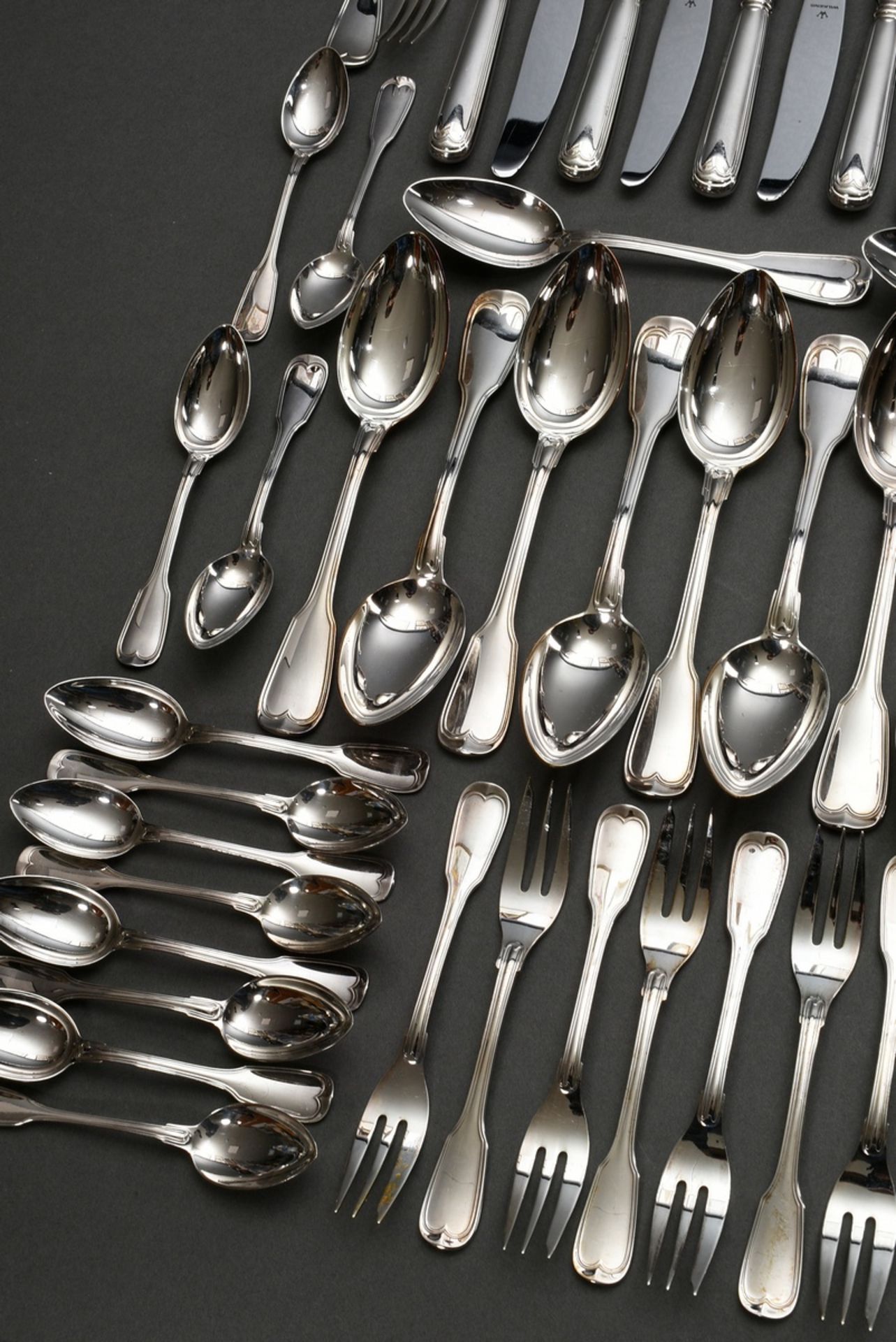 132 pieces Wilkens cutlery "Augsburger Faden" for 12 persons, silver 800, 5360g (without knives), c - Image 3 of 6