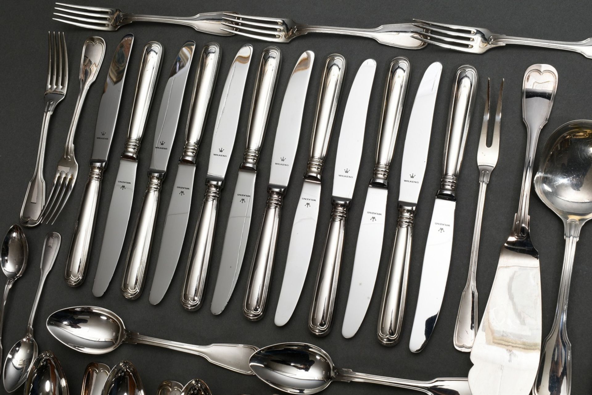 132 pieces Wilkens cutlery "Augsburger Faden" for 12 persons, silver 800, 5360g (without knives), c - Image 2 of 6