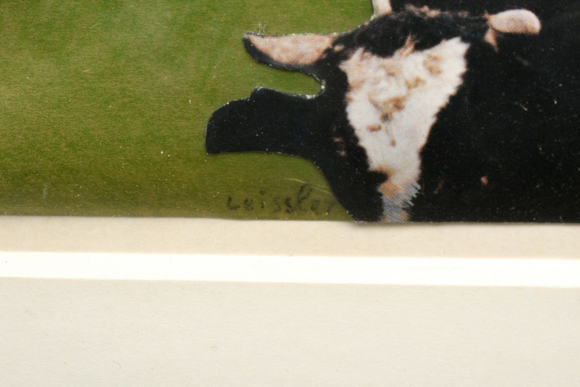 Leissler, Arnold (1939-2014) "Cattle Herd" 1974, collage, b. sign./dat., narrow silver bar (small d - Image 3 of 5