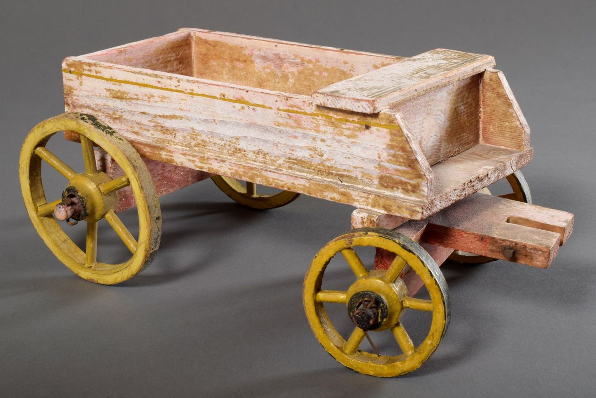 2 Parts old toys for children: "Carriage" and "Horse on wheels", wood with remains of old paint, 13 - Image 2 of 7