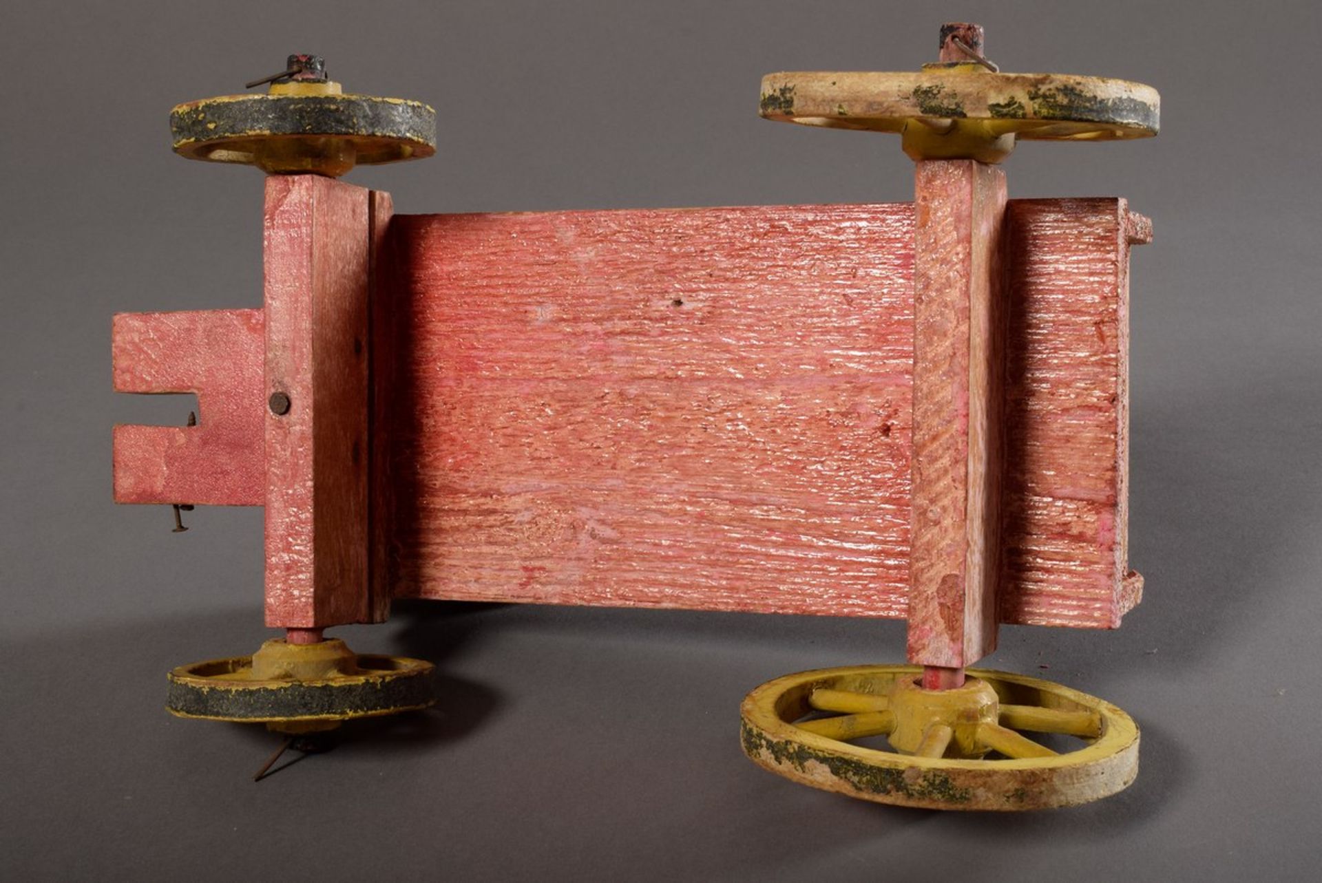 2 Parts old toys for children: "Carriage" and "Horse on wheels", wood with remains of old paint, 13 - Image 7 of 7