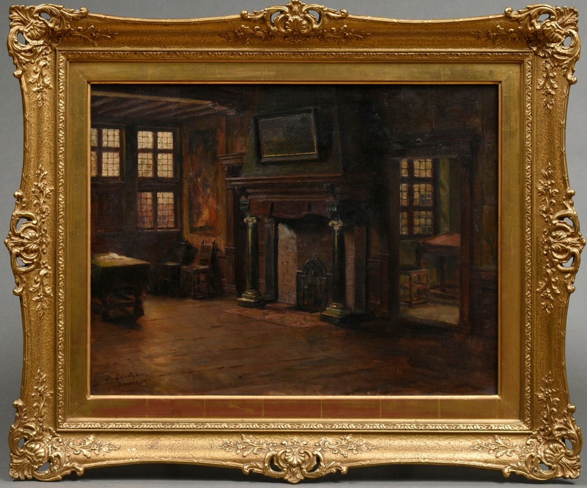 Schröder, Albert Friedrich (1854-1939) "Interior (Antwerp)" 1914, oil/canvas, b.l. sign./inscr./dat - Image 2 of 5