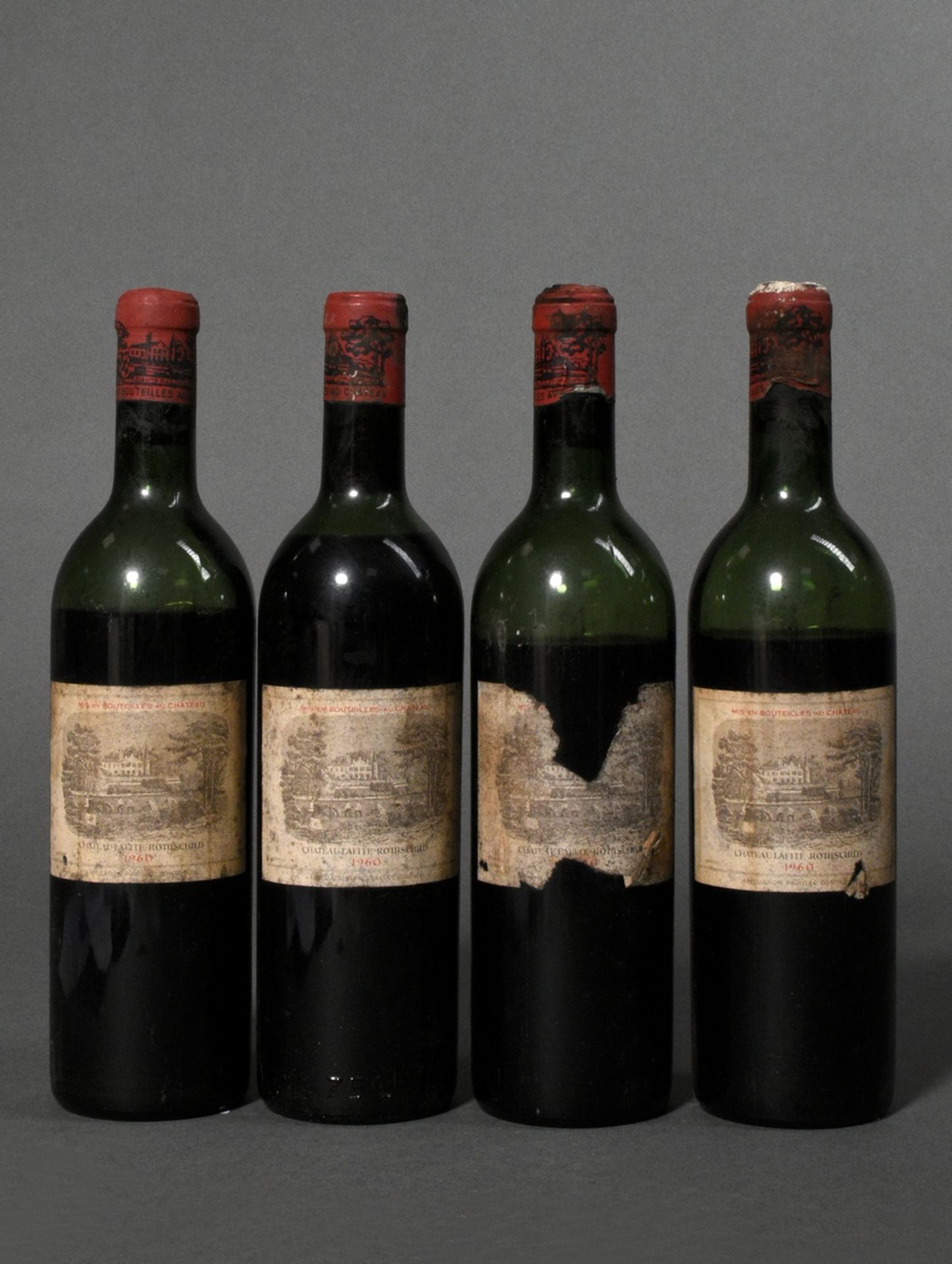 4 Flaschen 1960 Chateau Lafite Rothschild, premier grand cru classe, Rotwein, Bordeaux, Pauillac, 0