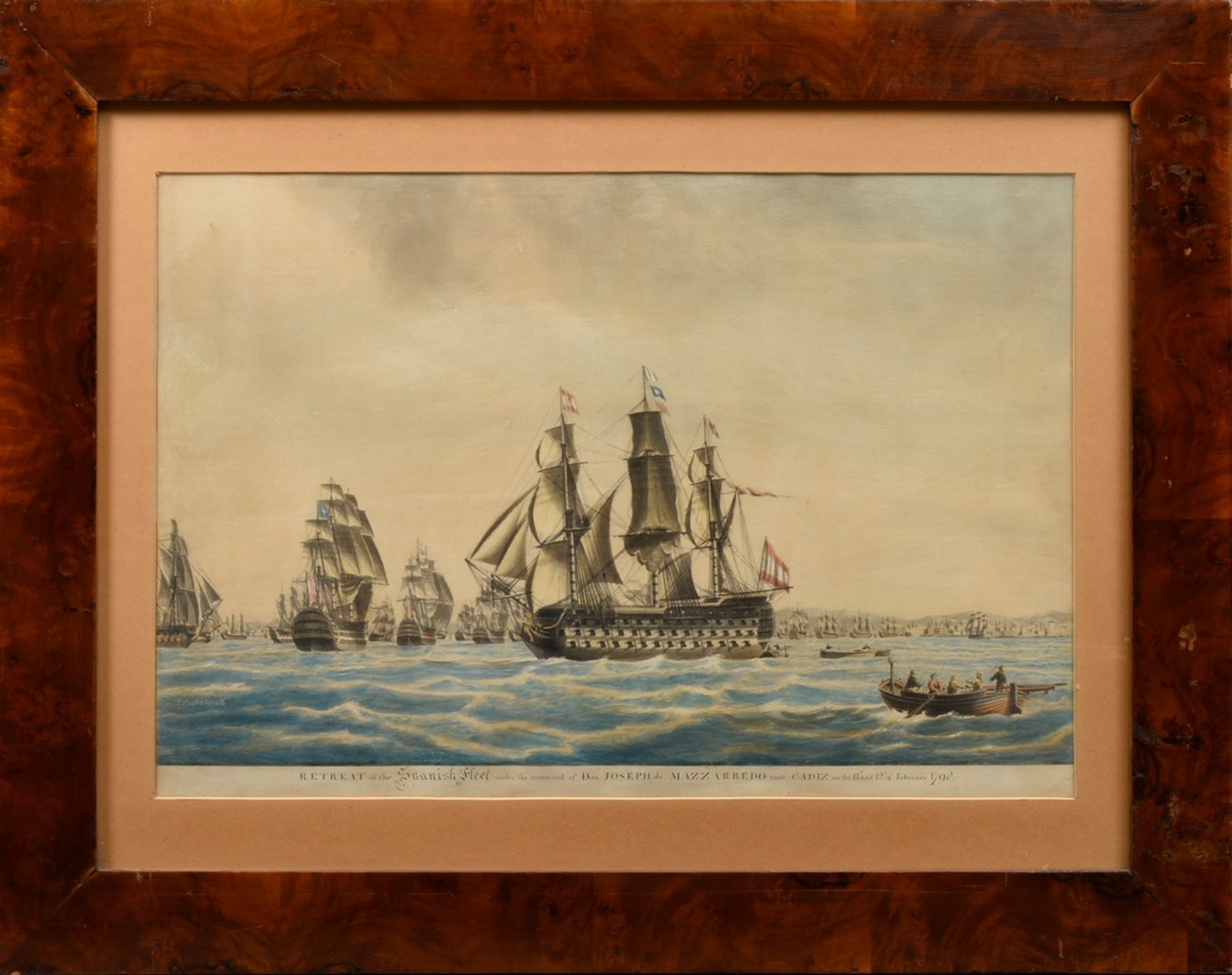 Buttersworth, Thomas (c.1768-1842) "Retreat of the Spanish Fleet under the command of Don Joseph de - Image 2 of 4