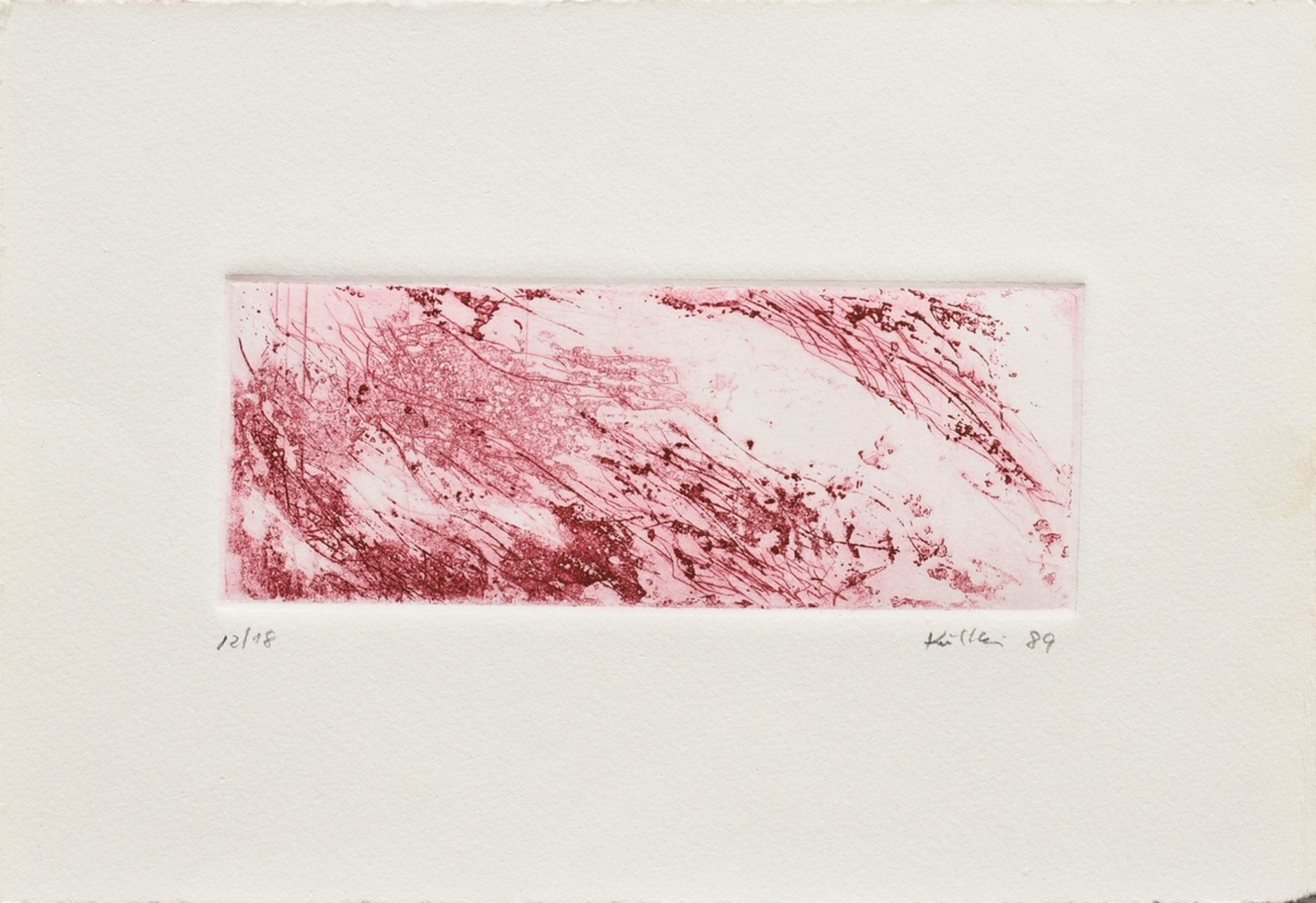 Kuckei, Peter (1938-2023) "o.T." 1989, colour etching, 12/18, b. sign./dat./num., PM 7,7x19,8cm, SM - Image 2 of 3