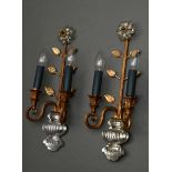 Paar „Vasen“ Wandlampen im Maison Baguès Stil, vergoldetes Metall mit geschliffenem Spiegelglas und