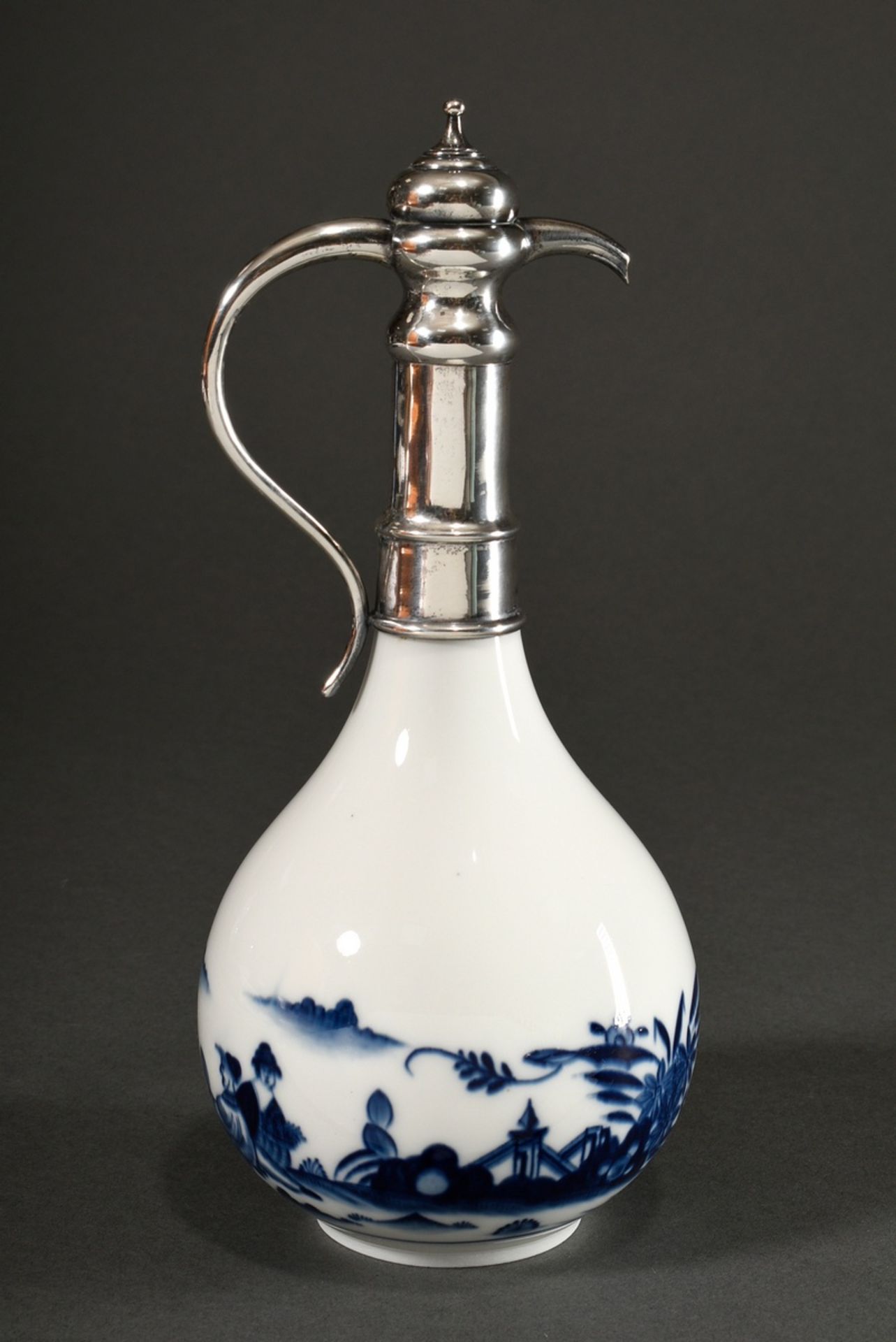 Meissen jug with blue painting decoration after Chinese model "Landscape with floral staffage" and  - Image 2 of 4