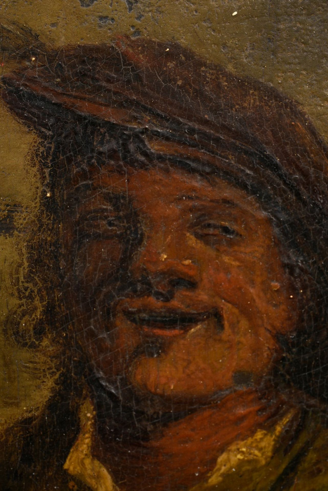 Unknown artist of the 17th/18th c. "Wine Drinker", in the style of Frans Hals (1585-1666), oil/wood - Image 3 of 7