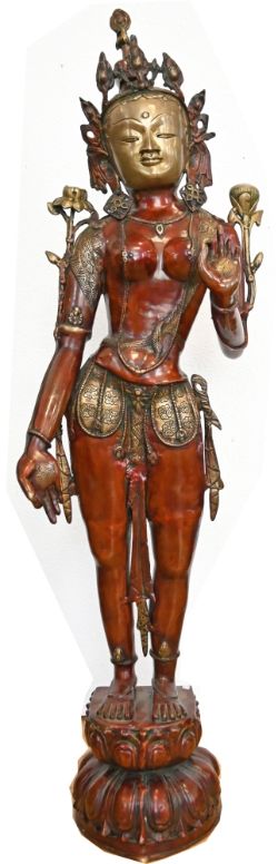 GÖTTIN TARA Bronzeskultur H 130cm