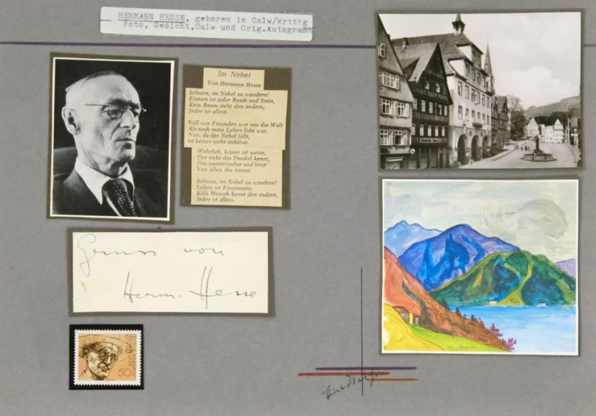 Hermann Hesse, Grußkarte - Image 2 of 3