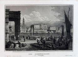 VENEDIG, "Der Dogenpallast in Venedig", Stahlstich, um 1840