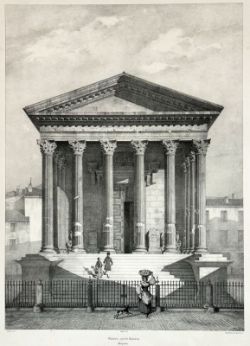 NIMES, "Maison carrée Nismes. Languedoc", Lithographie  1838