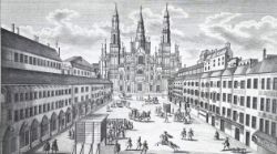 MAILAND, Ansicht des Domplatzes und der Hauptfassade des Mailander Doms, Grophius nach F.B. Werner