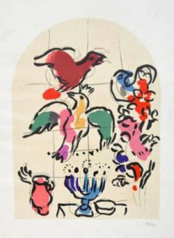 CHAGALL "Glasfensterentwurf", Lithographie
