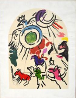 CHAGALL "Glasfensterentwurf", Lithographie