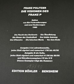 POLITZER Franz, Mappe "Die Visionen des Franz P.", Zyklus von fünf Farbradierungen und zwei Radierun