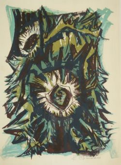 OSSWALD Karl (1925-1972), "Silberdisteln", Farb-Linolschnitt, signiert; 51x38cm; PP, R