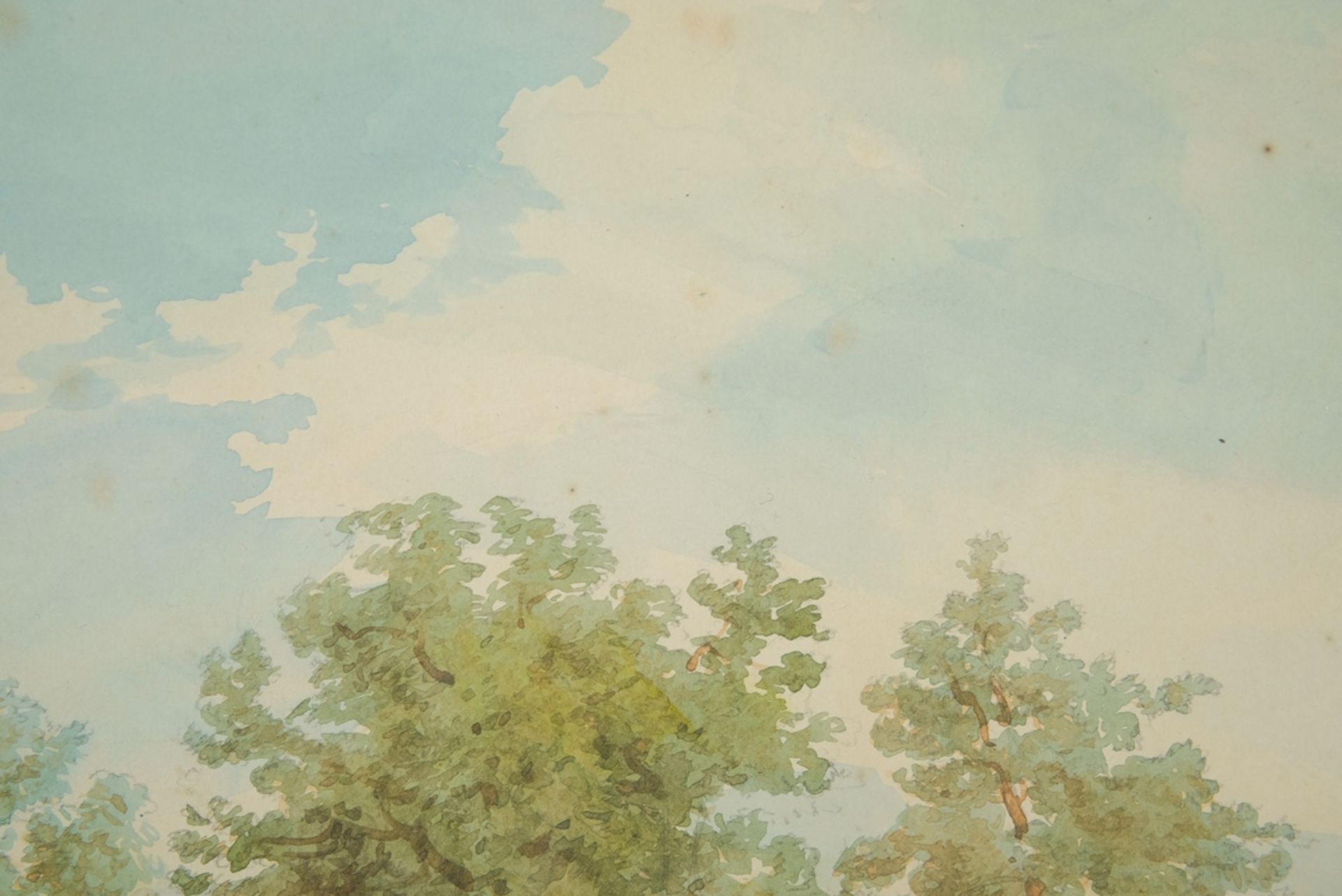 LUGO, Emil (1840 Stockach - 1902 München), "Sommerliche Landschaft", Aquarell über Skizze in Bleist - Image 3 of 4