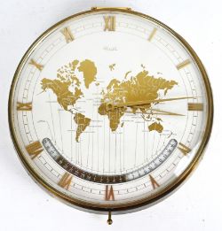 KIENZLE WELTZEITUHR mit mechanischem Uhrwerk, hochwertig gefertigt, goldfarbene Kontinente, aufgese