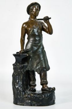 GAMBOGI, Giuseppe (Pisa 1862-Florenz 1938) , Kleine Bronzefigur, Schmied, an der Basis bezeichn