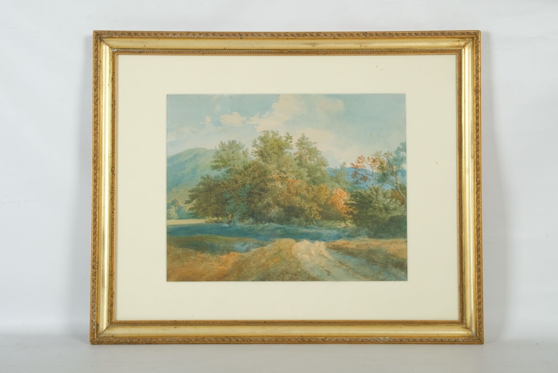 LUGO, Emil (1840 Stockach - 1902 München), "Sommerliche Landschaft", Aquarell über Skizze in Bleist - Image 2 of 4