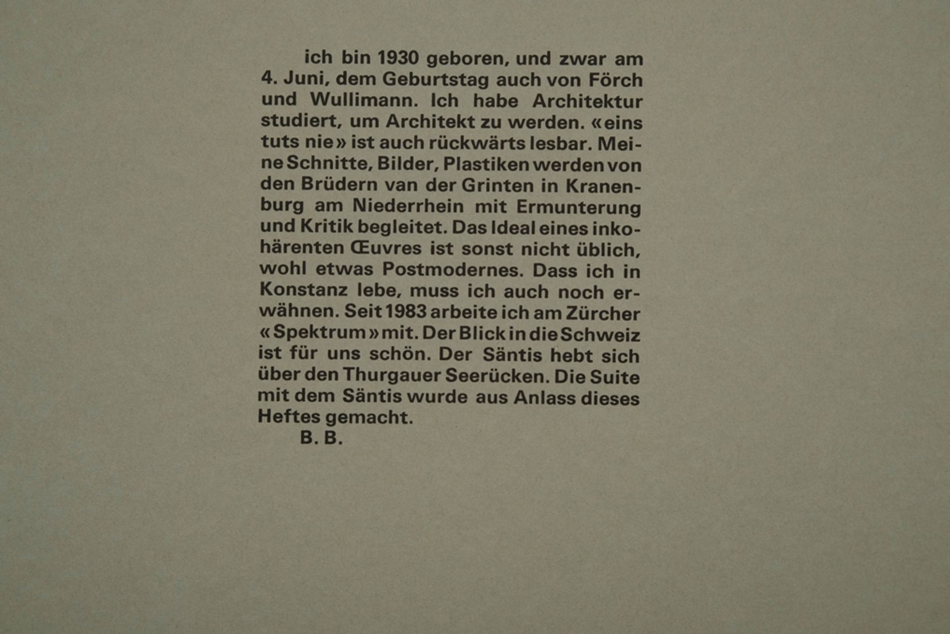 BEYERLE Burkhart (1930) "Xylon 71", Nr. 71, April 1987, Zürich, 8 Blätter, Holzschnitt, 1 Schrift ' - Bild 7 aus 7