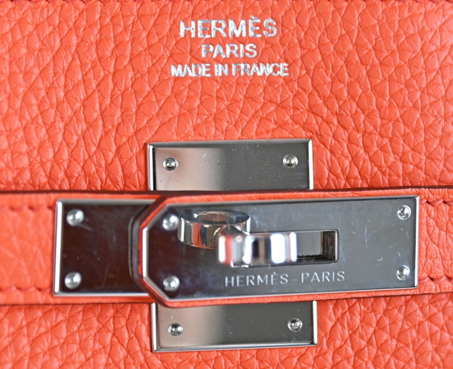 HANDTASCHE HERMÈS Birkin Bag 40, Poppy Orange, klassische Lederhandtasche mit Lederinnenfutter, zwe - Bild 7 aus 9