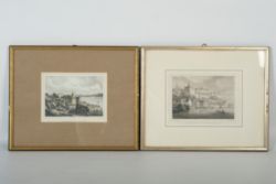 ZWEI MEERSBURG STAHLSTICHE, "Meersburg von der Seeseite", markiert unten links: Gez. v. K. Corradi,