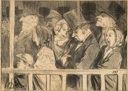 DAUMIER Honoré (1808-1879) "Les bons Parisiens", Lithographie, dicht gedrängte Passanten, Herren mi