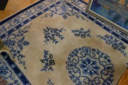 TEPPICH, weiß-blau, 203x306cm, wunderschöner weißer Teppich mit blauen Musterungen eingearbeitet, u