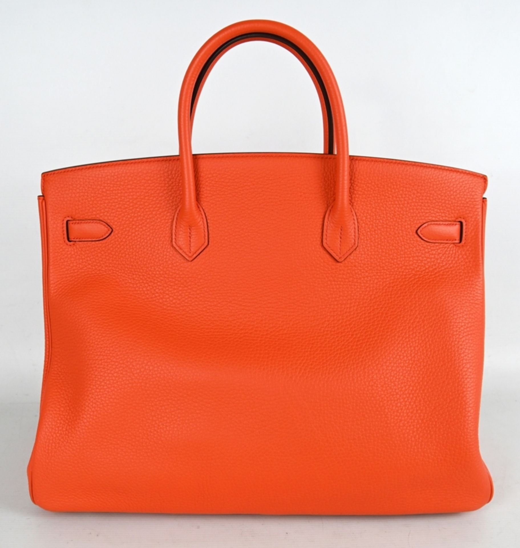 HANDTASCHE HERMÈS Birkin Bag 40, Poppy Orange, klassische Lederhandtasche mit Lederinnenfutter, zwe - Bild 4 aus 9