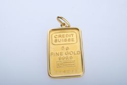 ANHÄNGER Goldbarren 999,9 fine gold, 5g, mit Anhängeröse 750 GG für eine Kette, 2,2x1,5cm, L gesamt