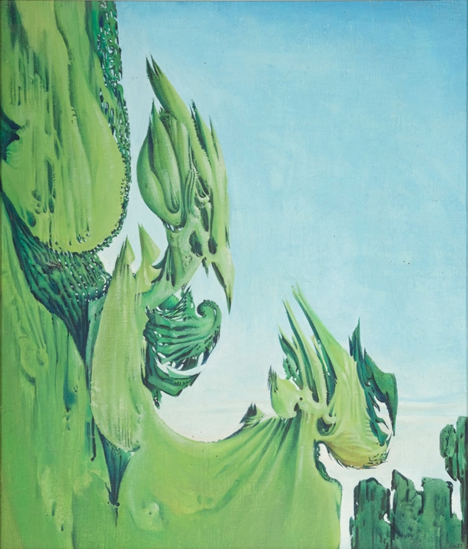 BURKHARDT Hermann "Misstrauische Dryaden - sie fürchten um den Wald" 1981 Tempera auf Leinwand