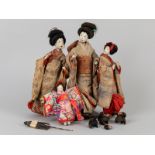 4 japanische Geisha Puppen, Japan, 1. Hälfte 20. Jh.