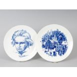 2 Wandteller Motive Weihnachten und Beethoven, Meissen, 2. Hälfte 20. Jh.