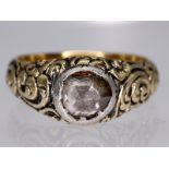 Ring mit Diamantrose , um 1900.