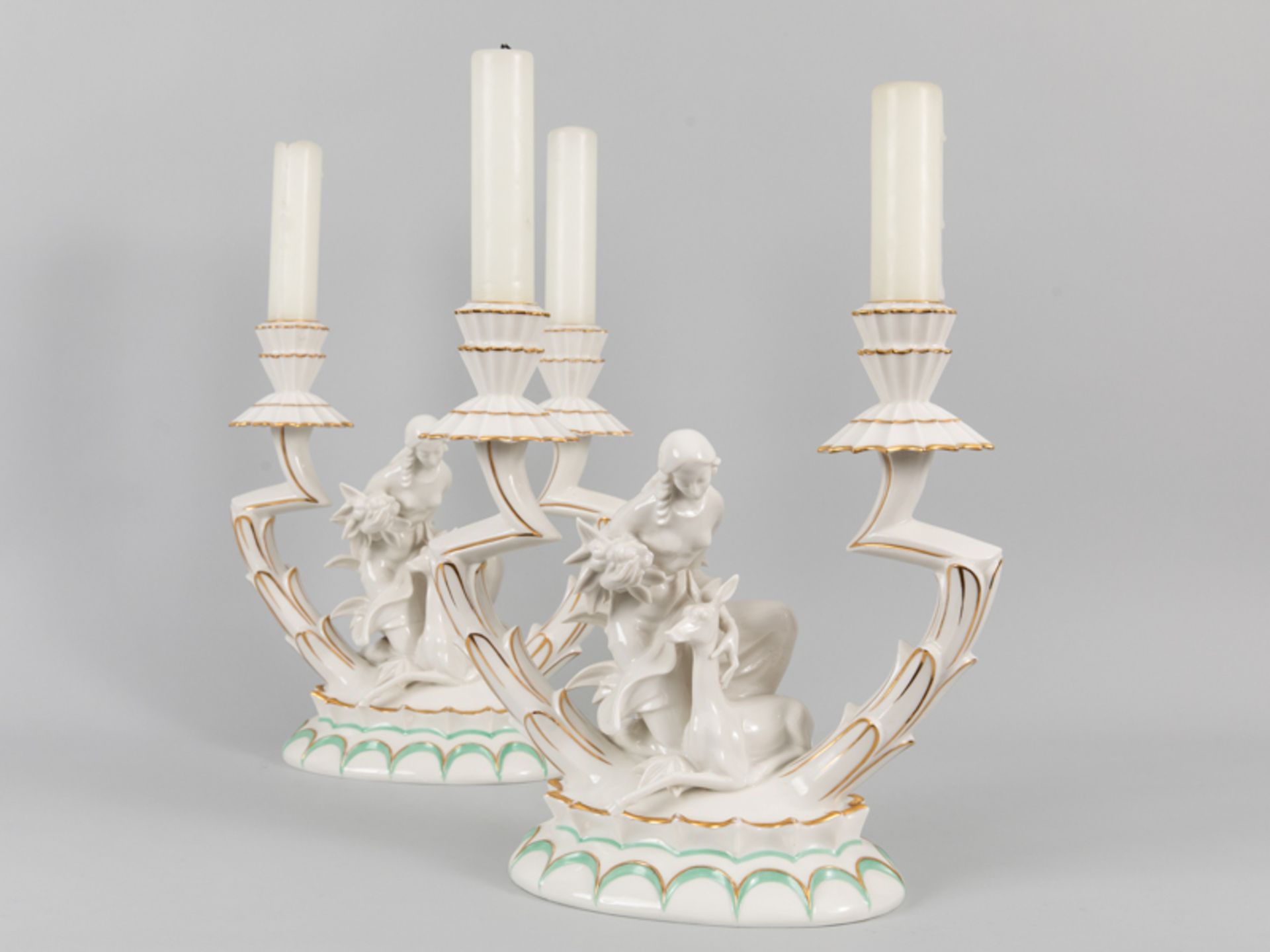 Paar figurale Kerzenleuchter, Karl Tutter (1883 - 1969), Hutschenreuther Abteilung für Kunst, wohl 2