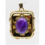 Großer Anhänger mit Amethyst-Cabochon, Goldschmiedearbeit von Fritz Kortmann, Coesfeld in Westfalen,