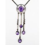 Art Deco Collier mit Amethysten und Keshi-Perlen, um 1920.