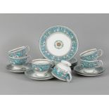 6 Kaffeegedecke, Form "Florentine Turquoise", Wedgwood, 20. Jh.