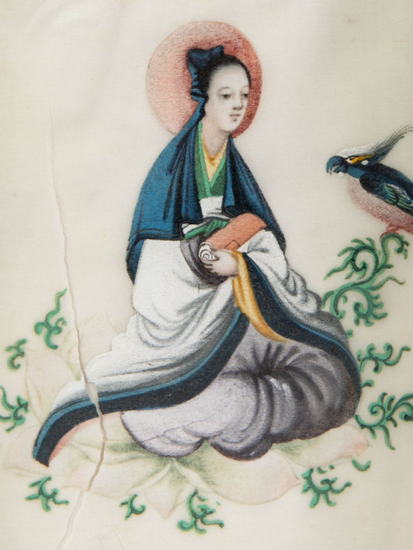 5-farbige Tuschmalerei auf Reispapier; wohl China oder Japan, um 1900. - Image 3 of 4