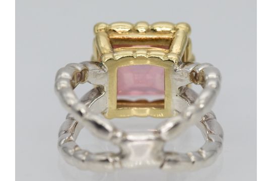 Ring mit rosa-orangefarbenem Farbstein, wohl Turmalin, 21. Jh. - Image 5 of 5