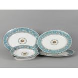 3 ovale Platten und 2 ovale Schalen, Form "Florentine Turquoise", Wedgwood, 20. Jh.