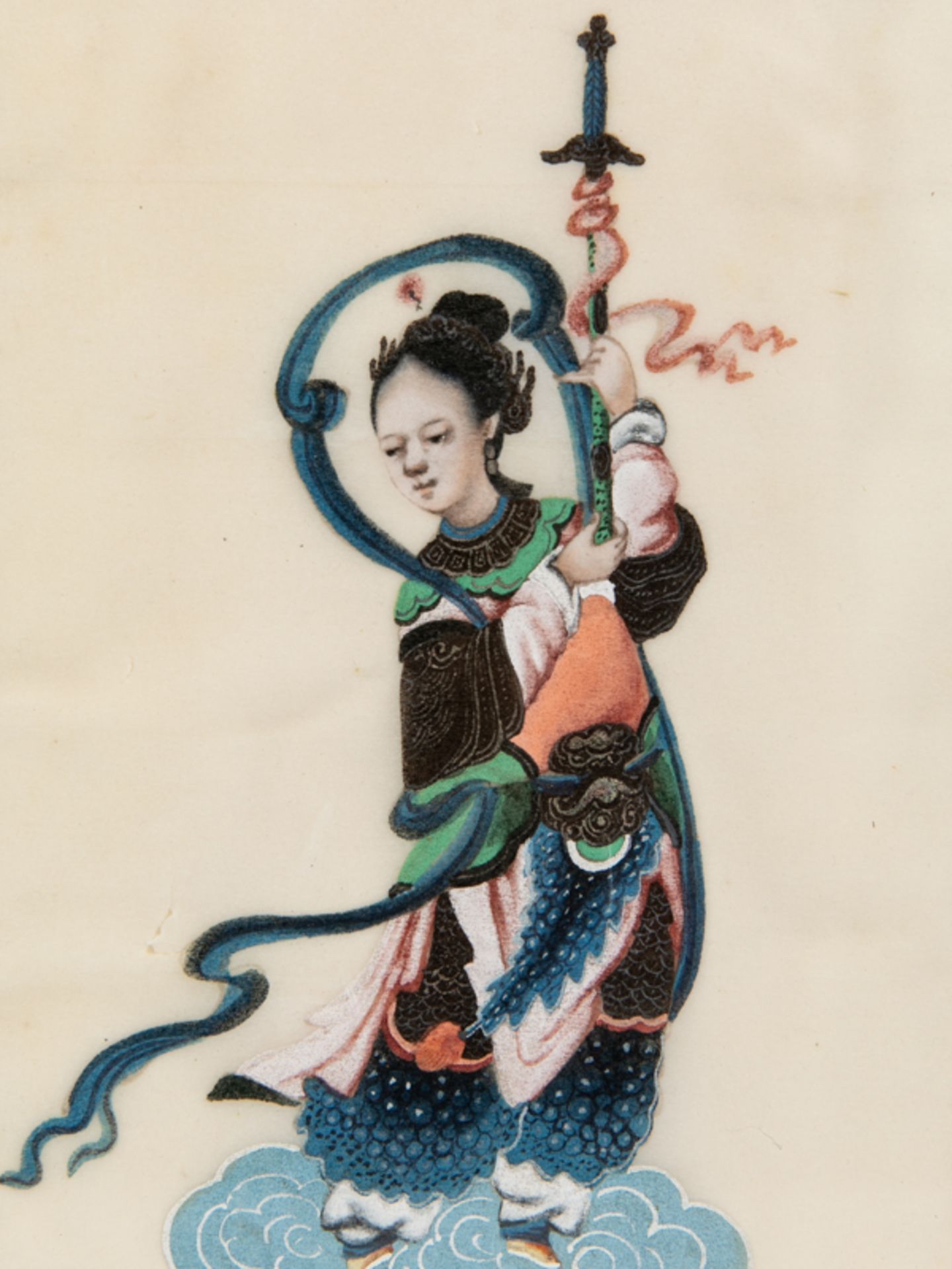 5-farbige Tuschmalerei auf Reispapier; wohl China oder Japan, um 1900. - Image 4 of 4