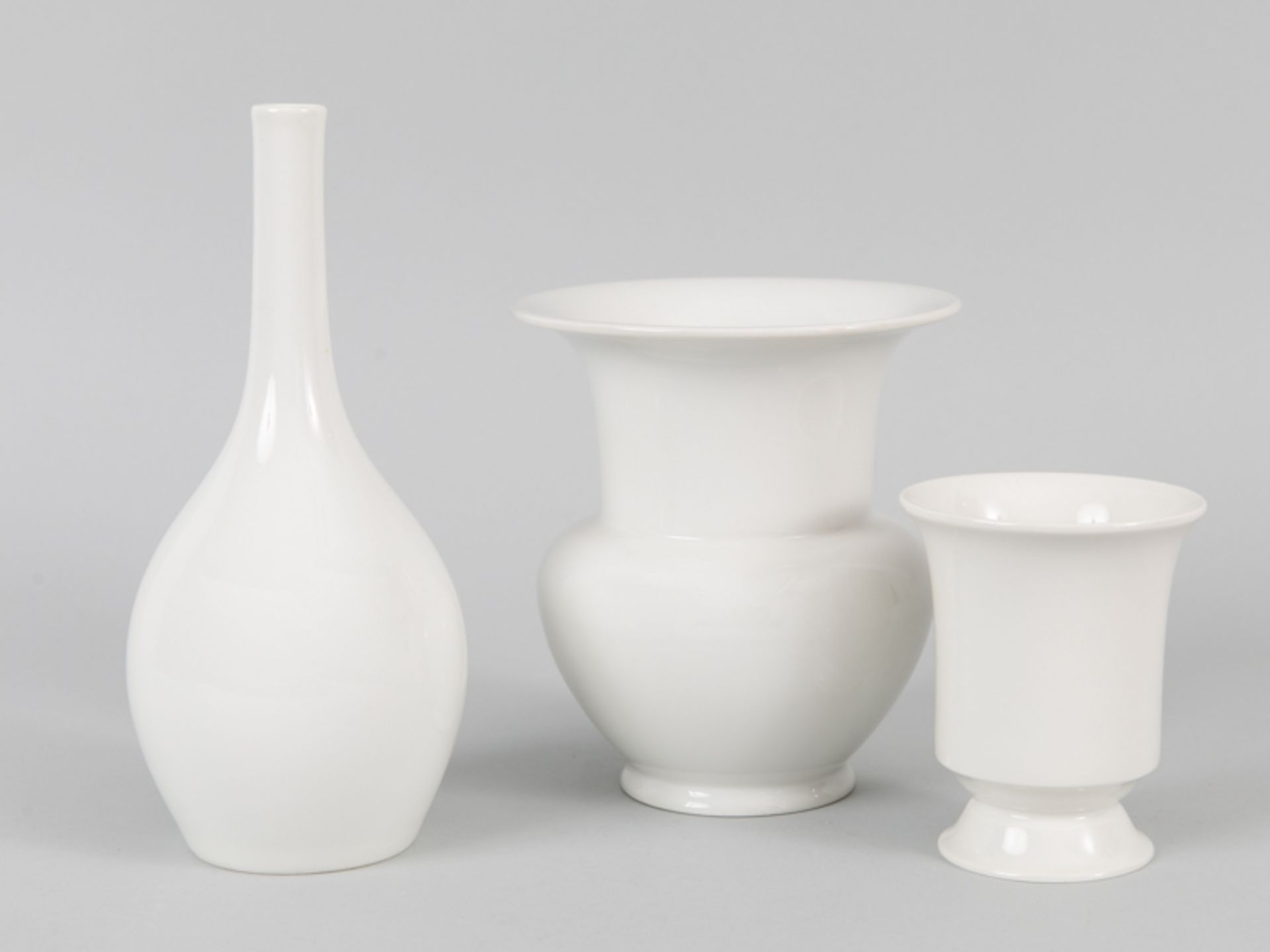 3 Vasen "Fidibus", "Flaschenform", "Becherform auf Fuß", Karl Friedrich Schinkel, Theodor Schmuz-Bau