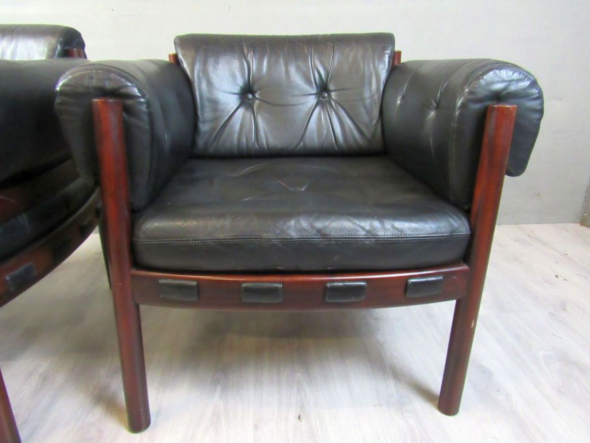 2 Designer Sessel Rosewood Leder - Image 4 of 10