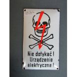 Antikes Emailleschild Warnschild aus