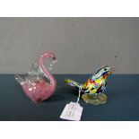 Zwei Glasfiguren Murano Vogel und